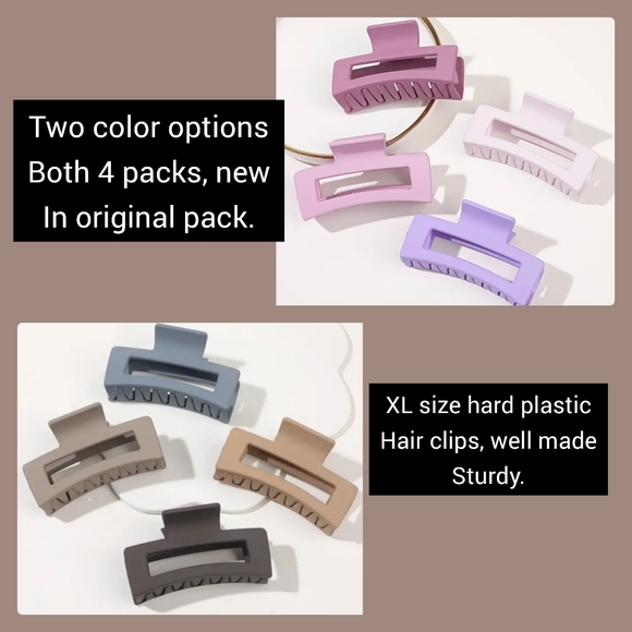 4 PC set Hair Claw Clips For Women Thick Thin Hair Big Hair Clips Matte colors - Picture 1 of 7
